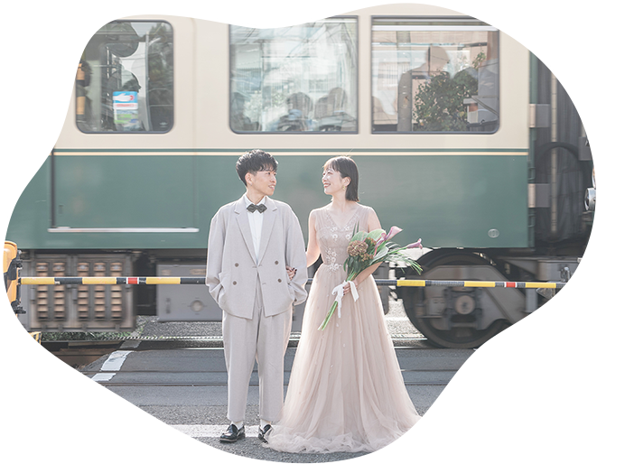 特別なきおく-鎌倉「江ノ電」をバックに前撮り